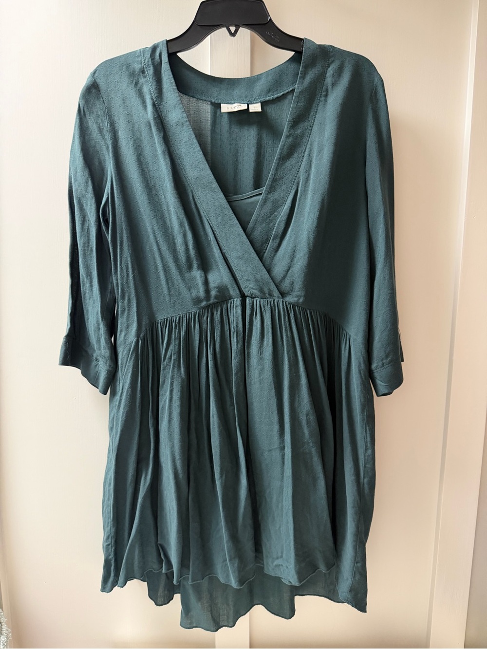 hinge Teal Green V-Neck Babydoll Tunic